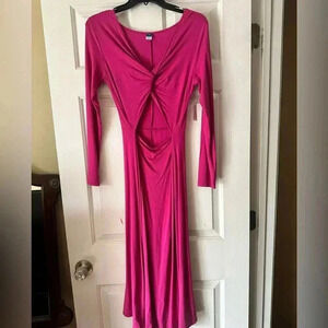 Pink Cut Out Maxi Dress with Sleeves